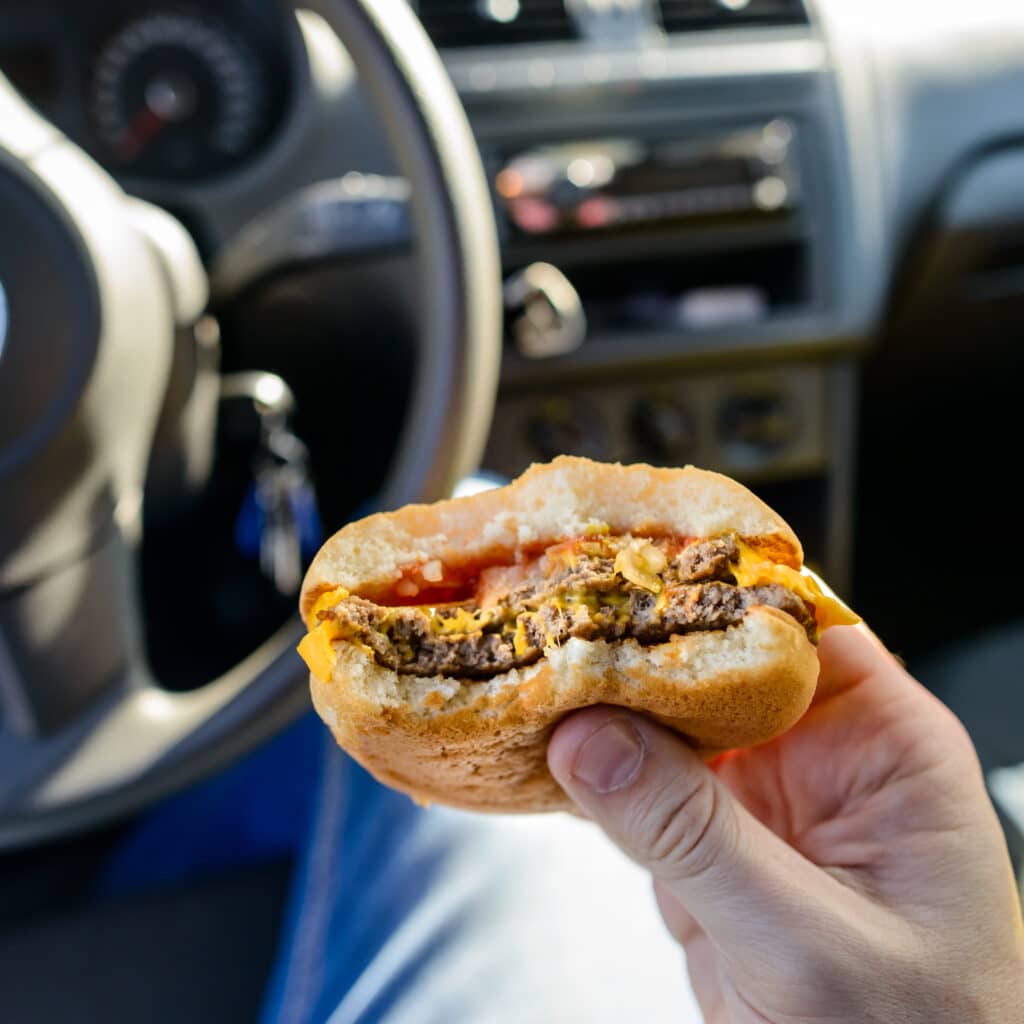 eating while driving car accident